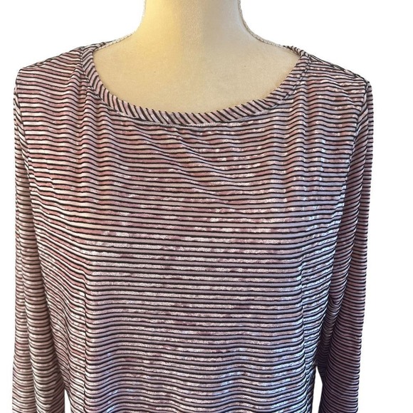 Jones New York Women's Striped Velvet Top‎ Long Sleeve Blouse XL Pink / Black - Picture 11 of 14
